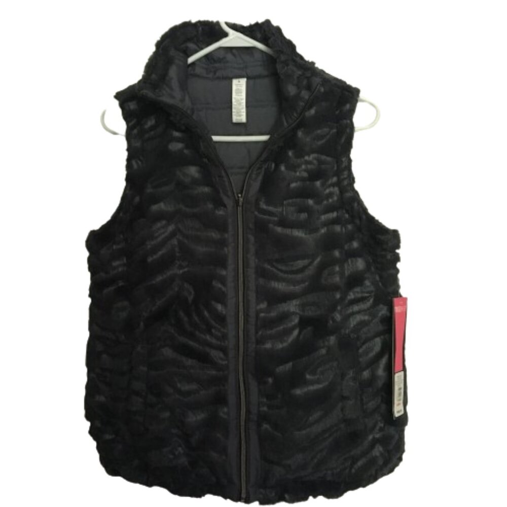 TeezHer Faux Fur Zip Up Vest Size Small NWT